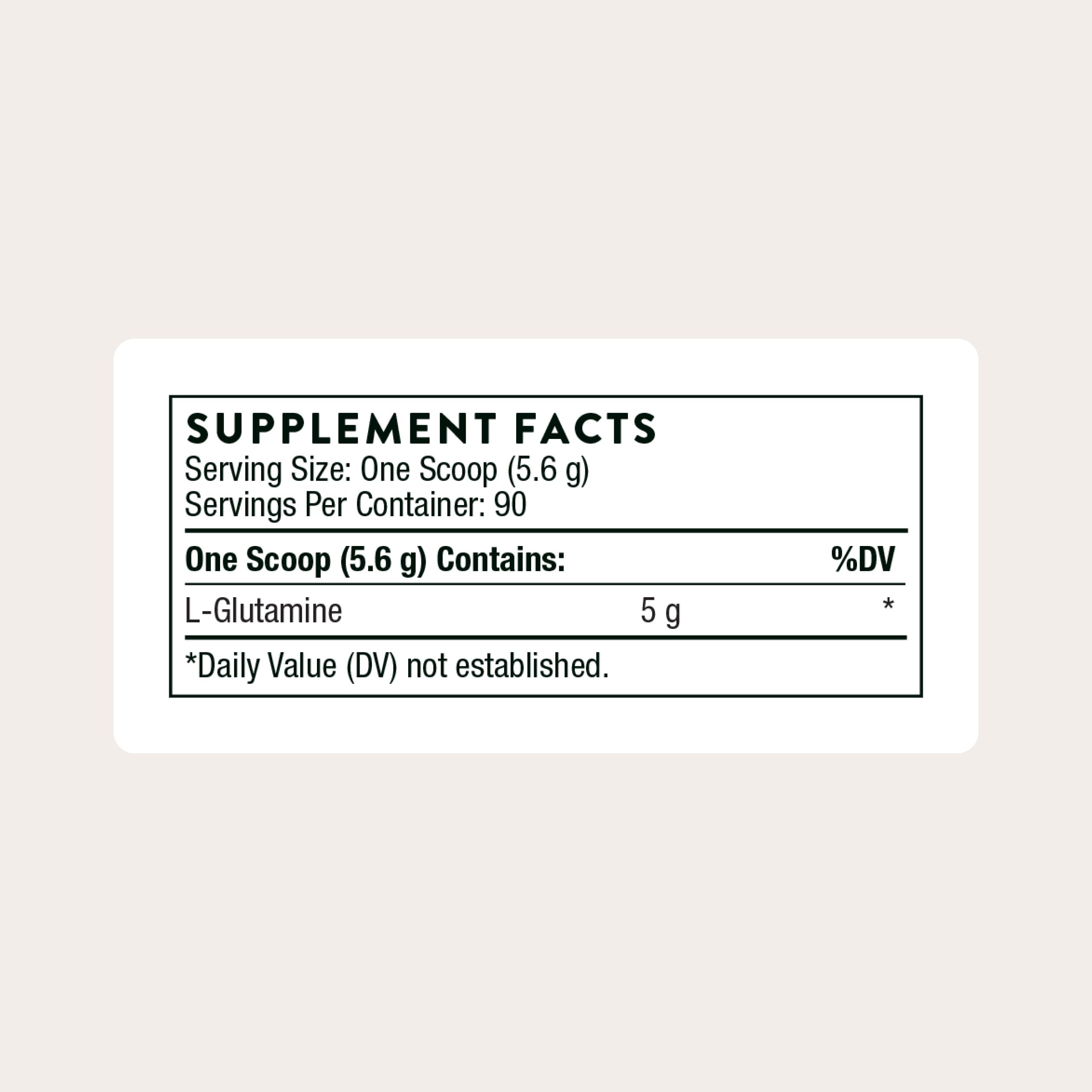 Thorne L-Glutamine bottle pouring showing convenient dosing after workouts.
