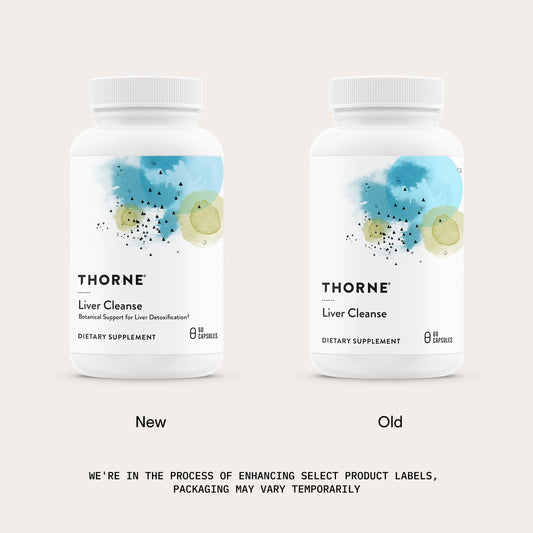 THORNE Liver Cleanse bottle label shows ingredients overview