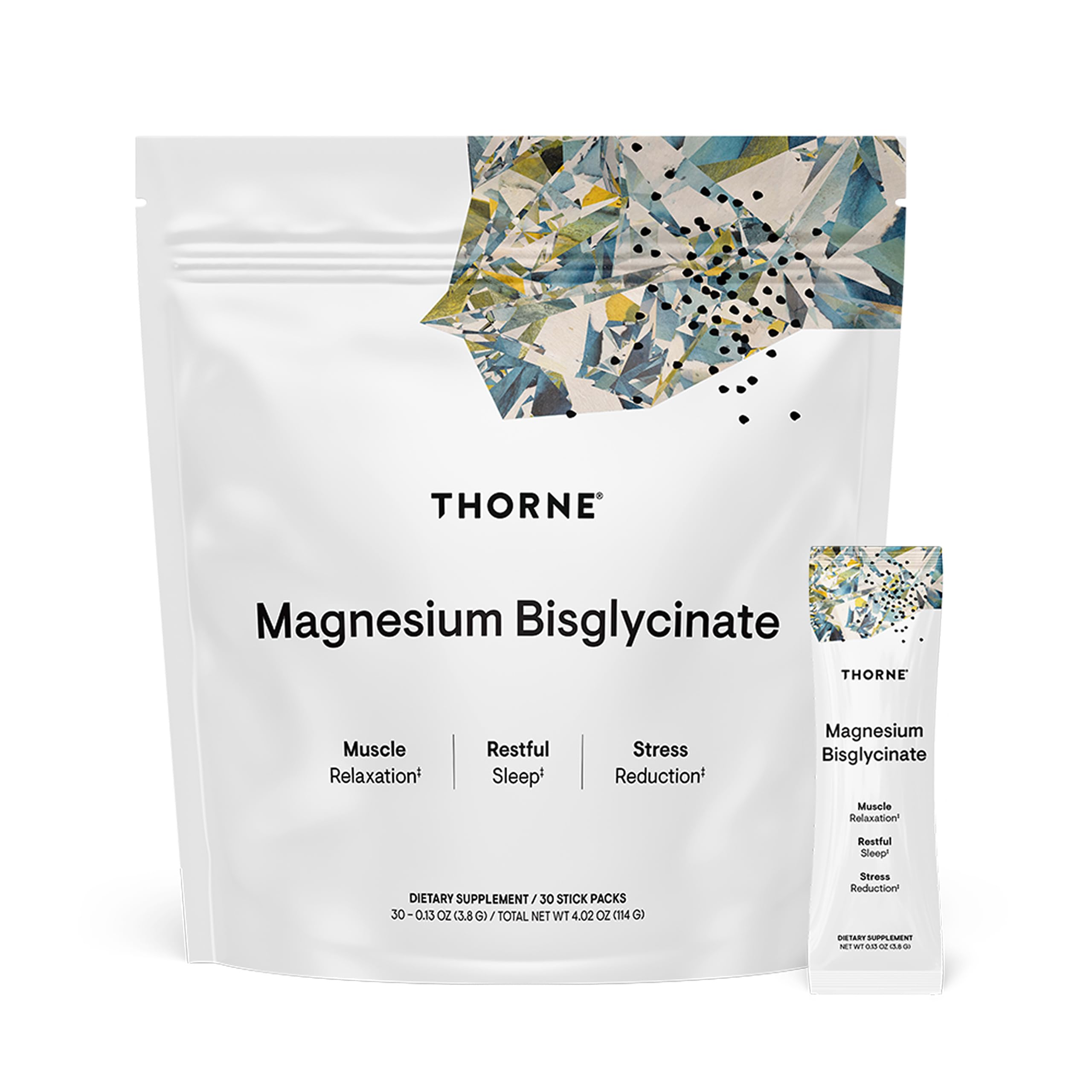 THORNE Magnesium Bisglycinate powder bottle highlights a sport-ready formula