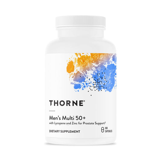 Thorne Men's Multi 50+ bottle with capsules for daily nutrient support