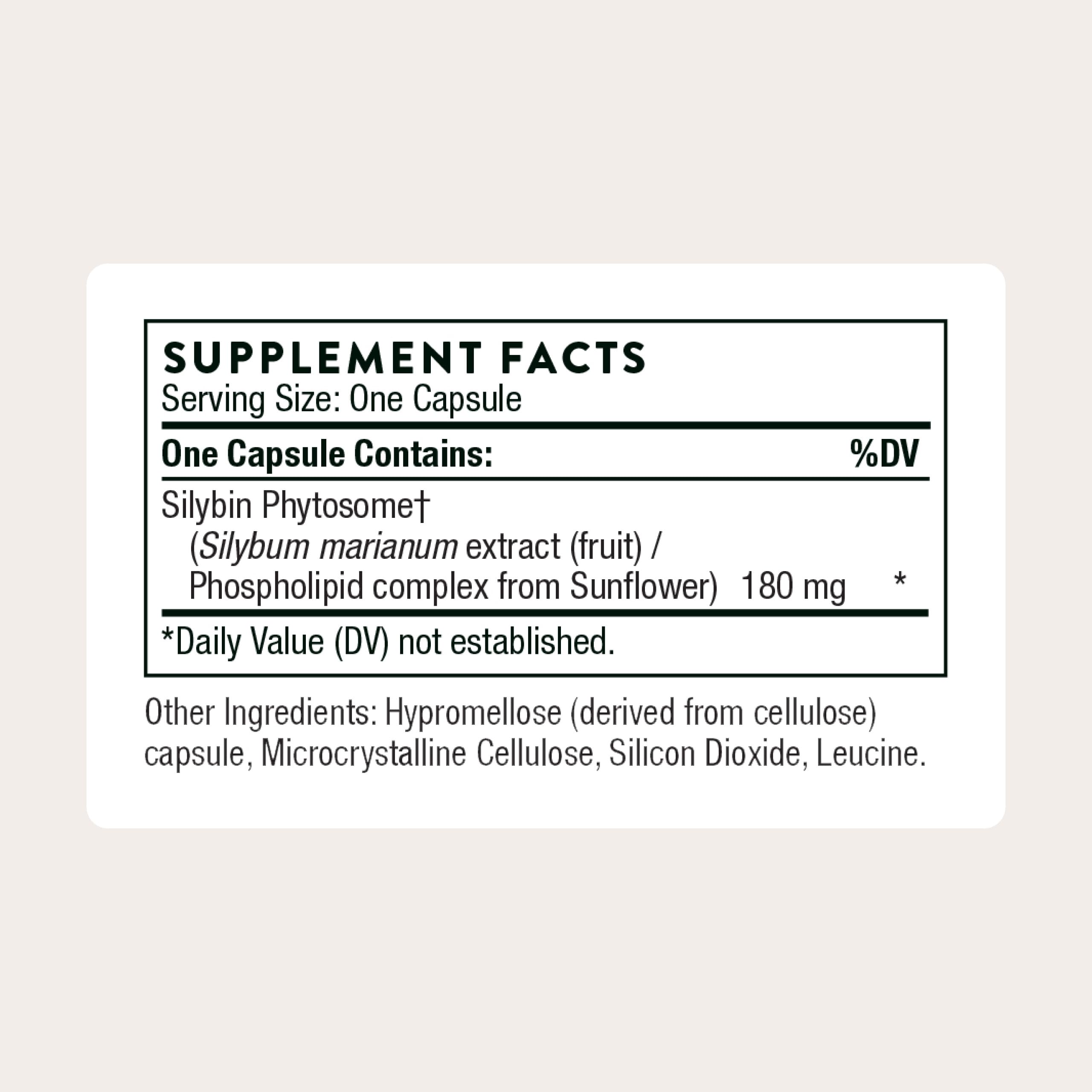 Thorne Milk Thistle Phytosome capsules close-up for daily liver support.