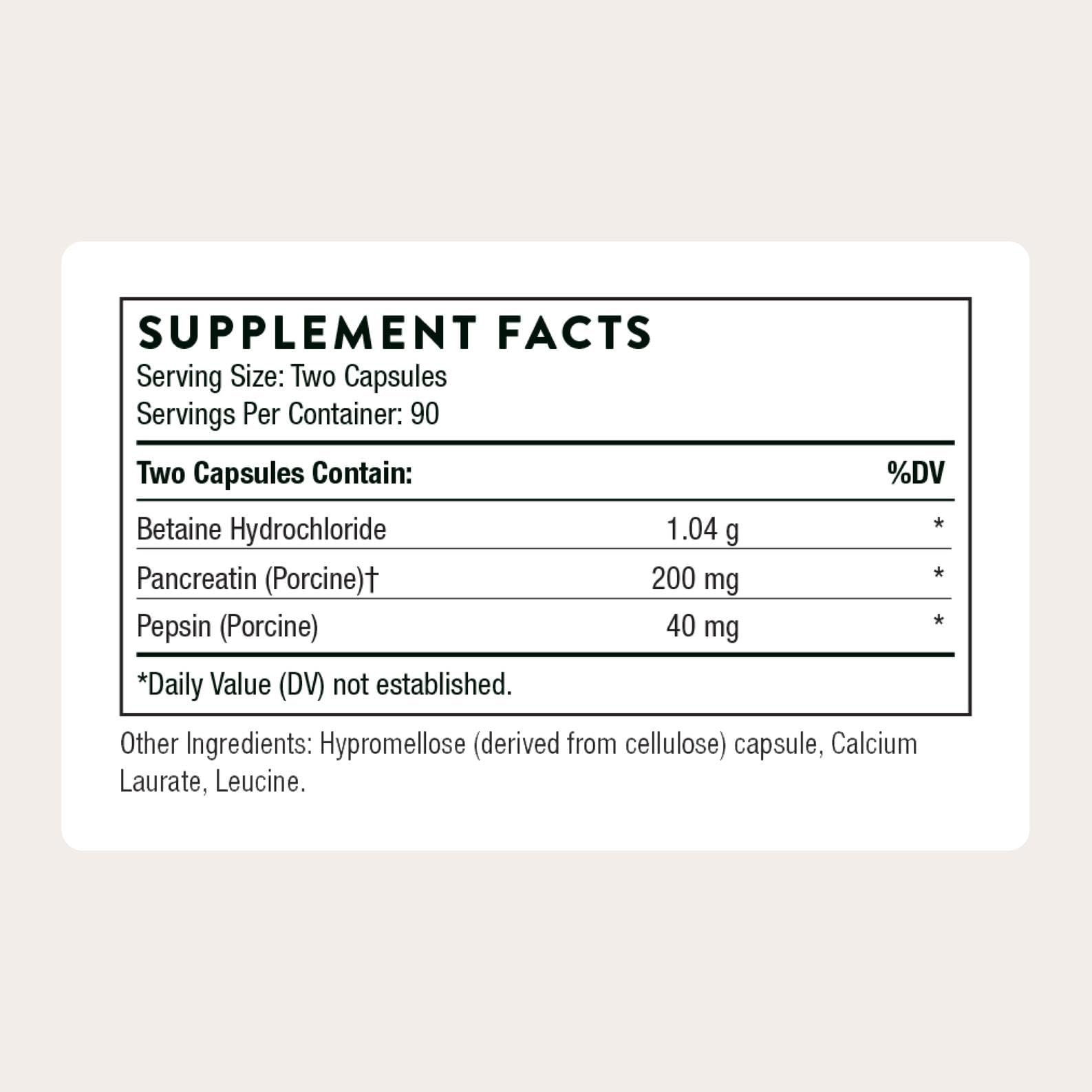 THORNE Multi Enzyme bottle label detail highlights allergen-free claims and label information