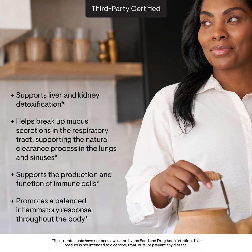 THORNE NAC free-from icons indicating gluten, dairy, and soy avoidance
