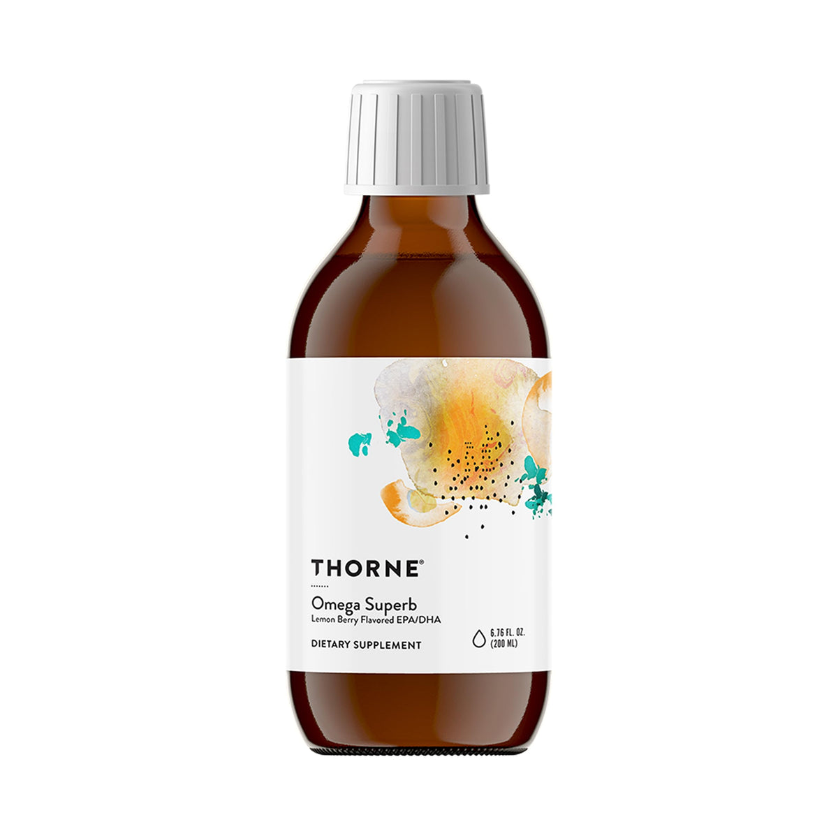 THORNE Omega Superb bottle with lemon-berry label for easy daily dosing