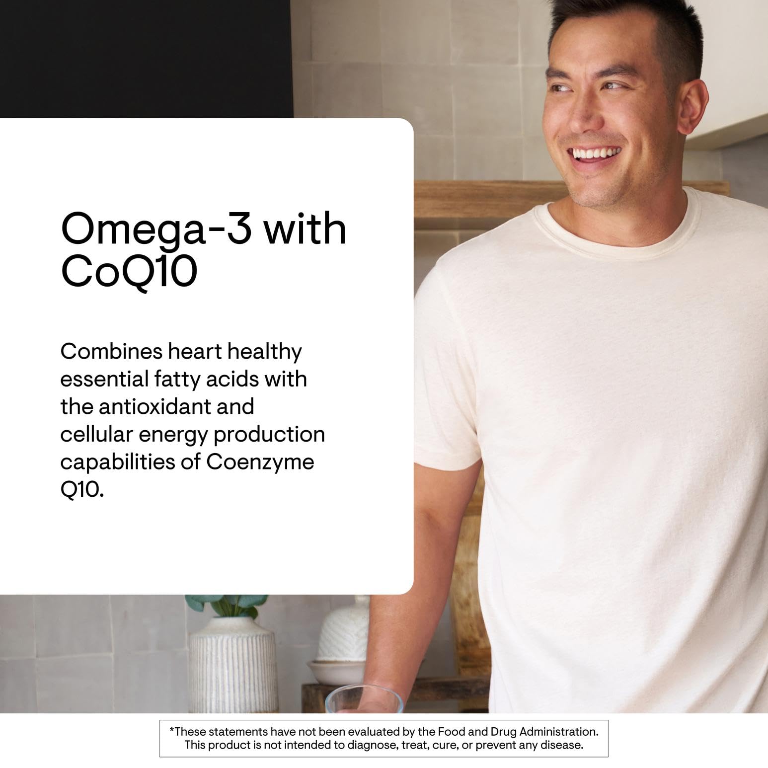 THORNE Omega-3 CoQ10 label detail showing purity and contaminant reduction