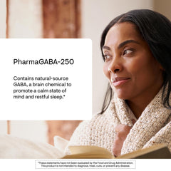 Label details show 250 mg GABA per capsule.