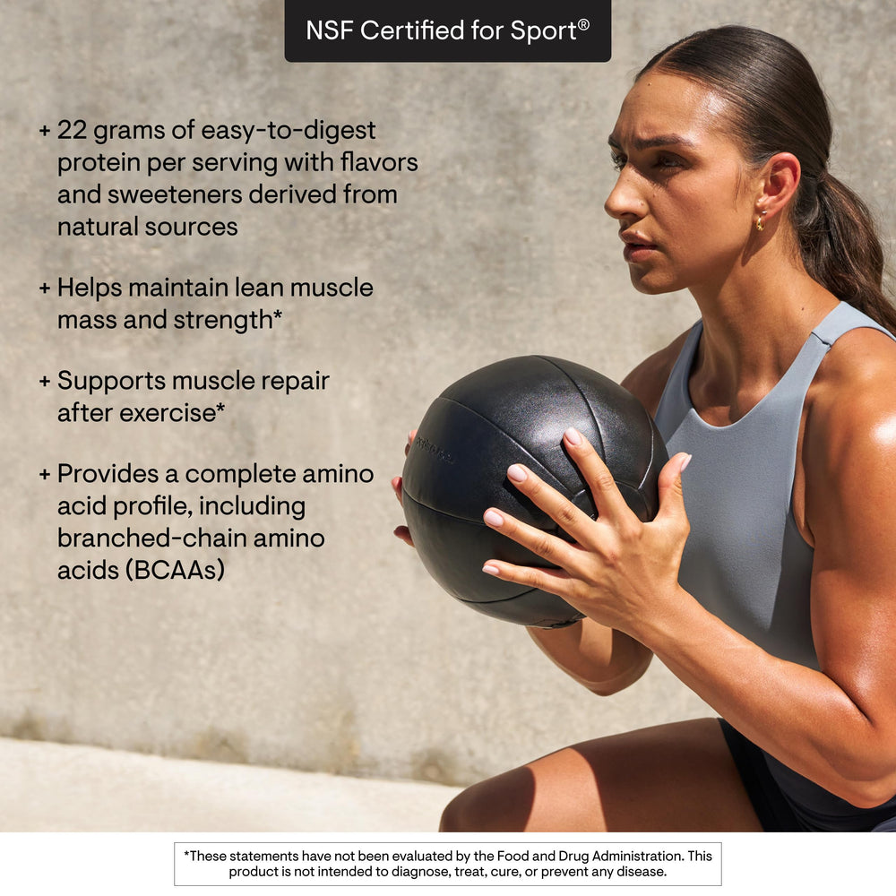THORNE Plant Protein vanilla glass shake conveys a refreshing, low-sugar protein option.
