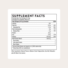 THORNE Plant Protein vanilla powder closeup emphasizes plant blend for complete amino acid profile.