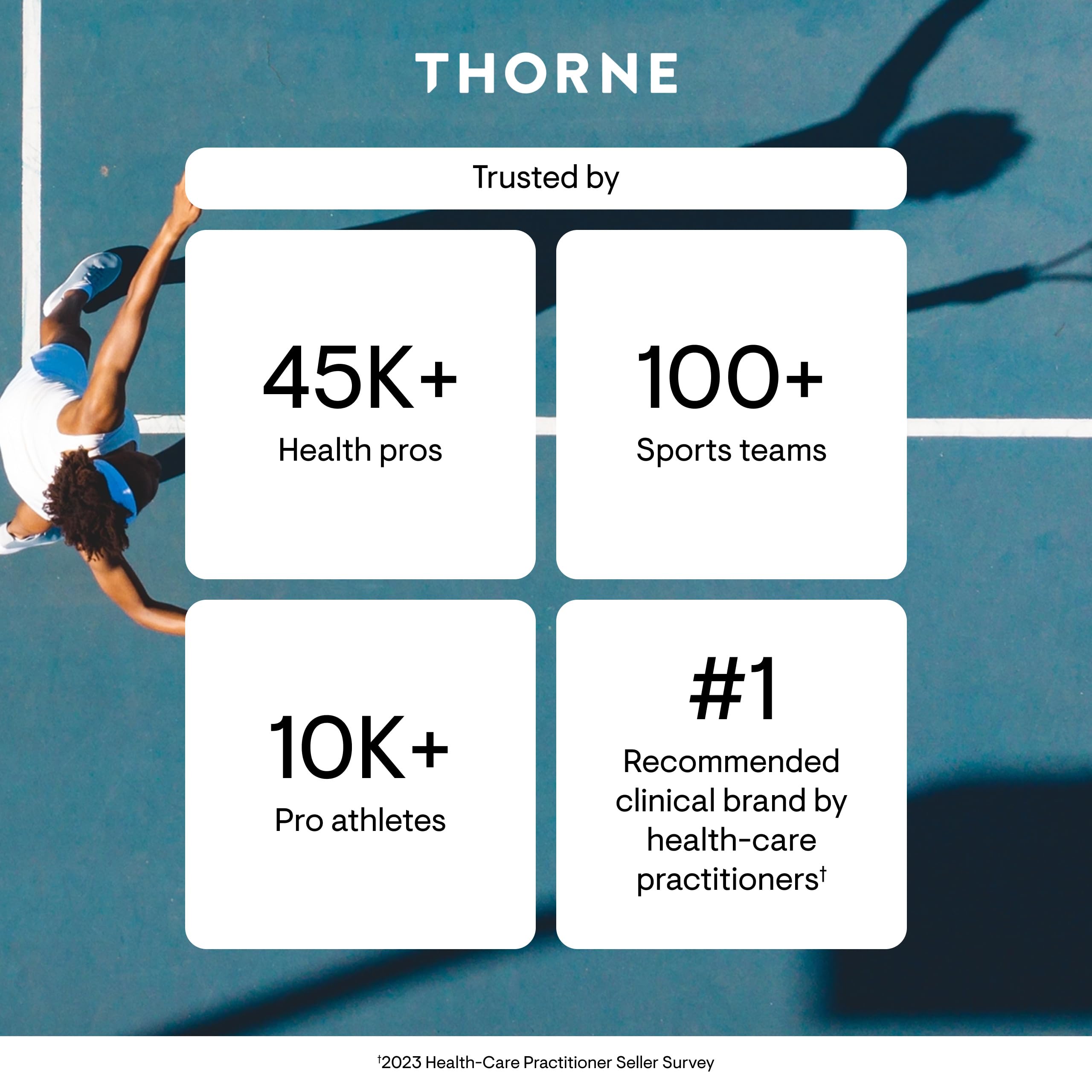 THORNE Plant Protein vanilla scoop demonstrates measured serving for consistent protein intake.