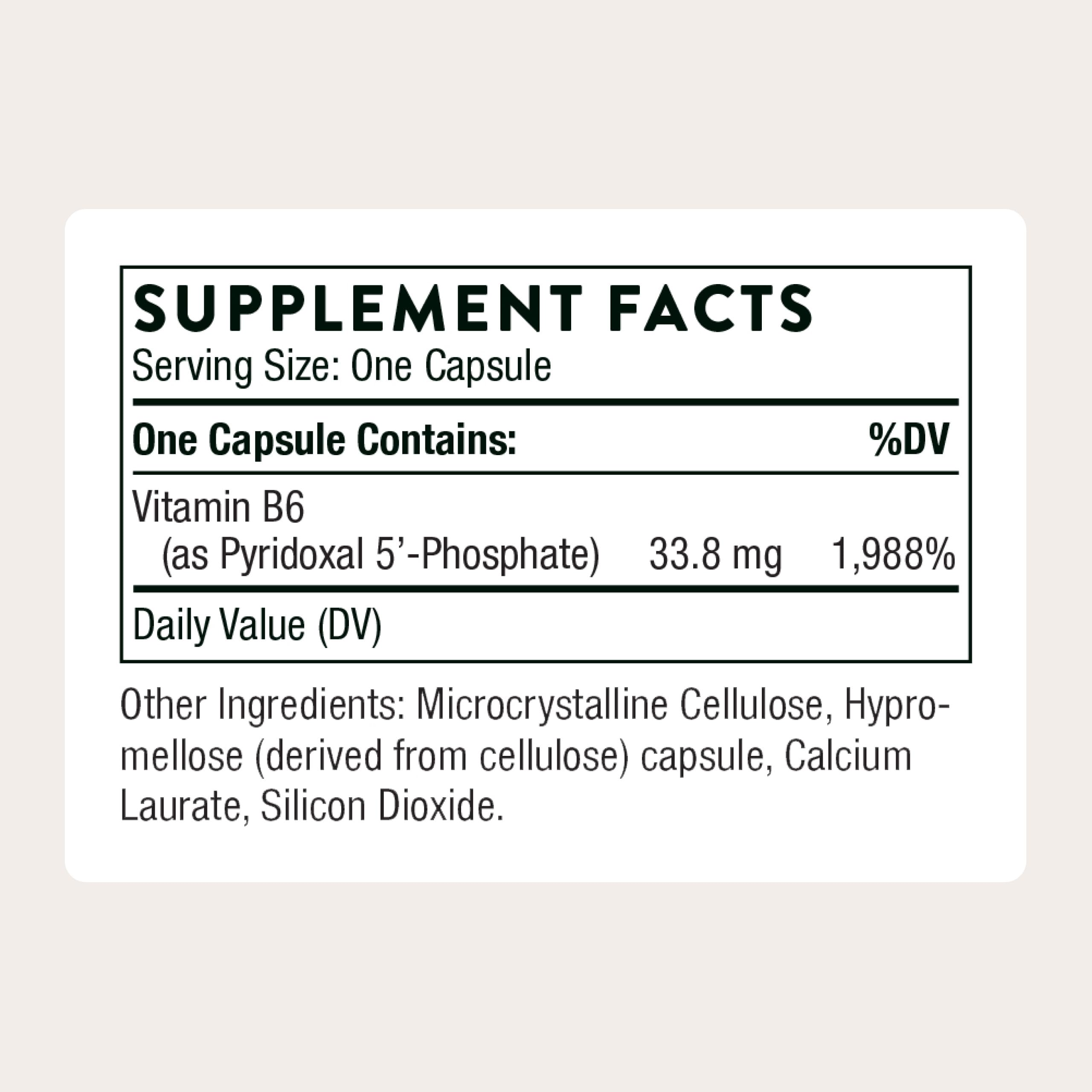 Close-up of Thorne P5P capsules illustrating bioactive vitamin B6 for neurotransmitter synthesis