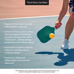 THORNE Resveratrol Complex third-party certification badge signifies purity