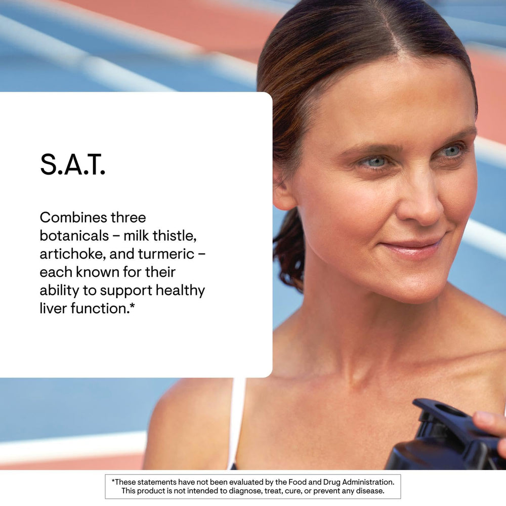 Thorne SAT artichoke-turmeric extracts closeup highlighting ingredient blend.