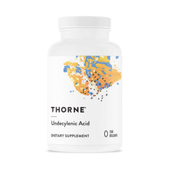 THORNE Undecylenic Acid bottle pills offer gut balance in a gluten-free formula.