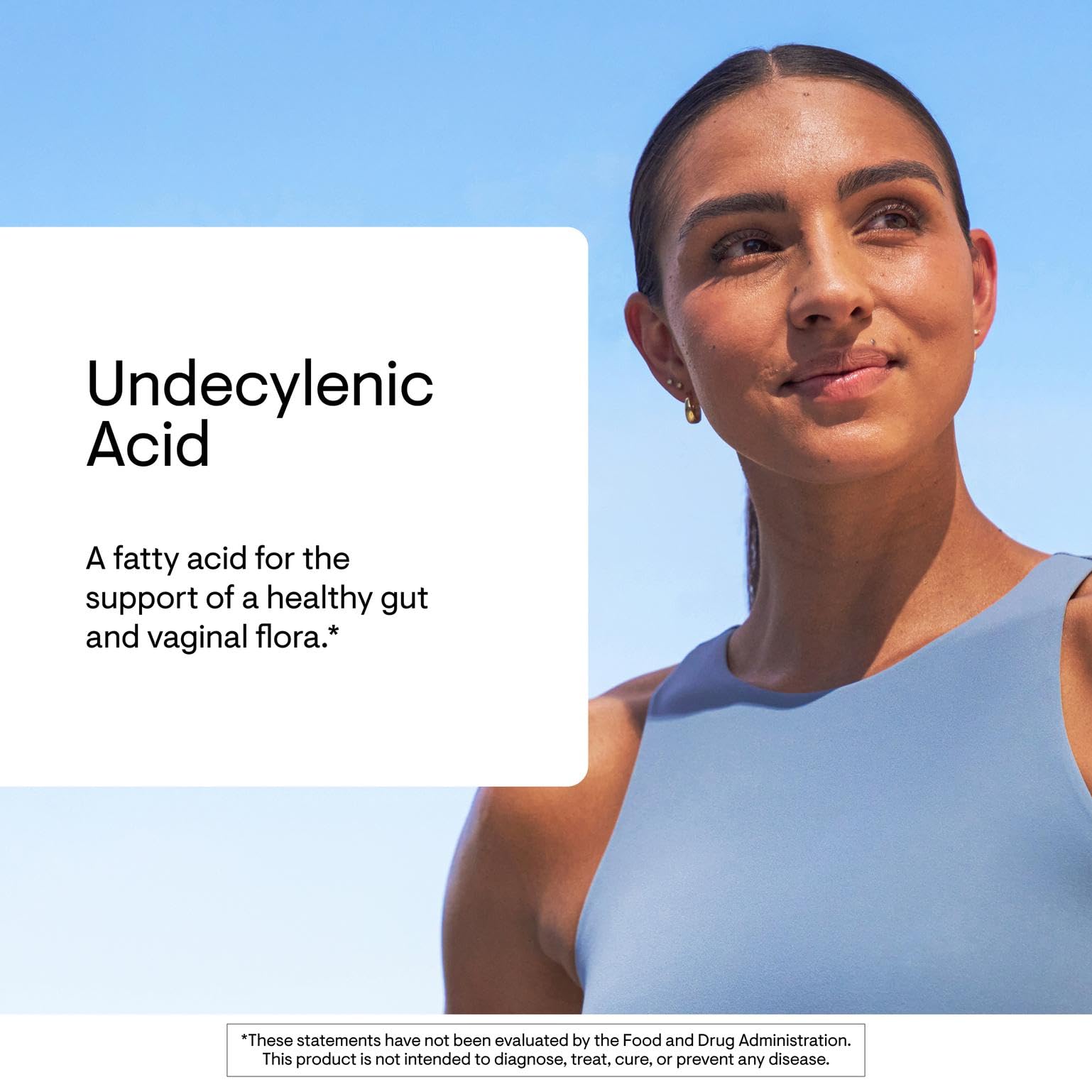 THORNE Undecylenic Acid label front emphasizes gluten-free, 250 mg per capsule.
