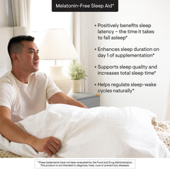 Ingredients panel highlighting melatonin-free herbal sleep support