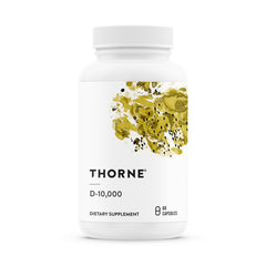 Thorne Vitamin D3 supplement bottle showing the label for bone and immune support.