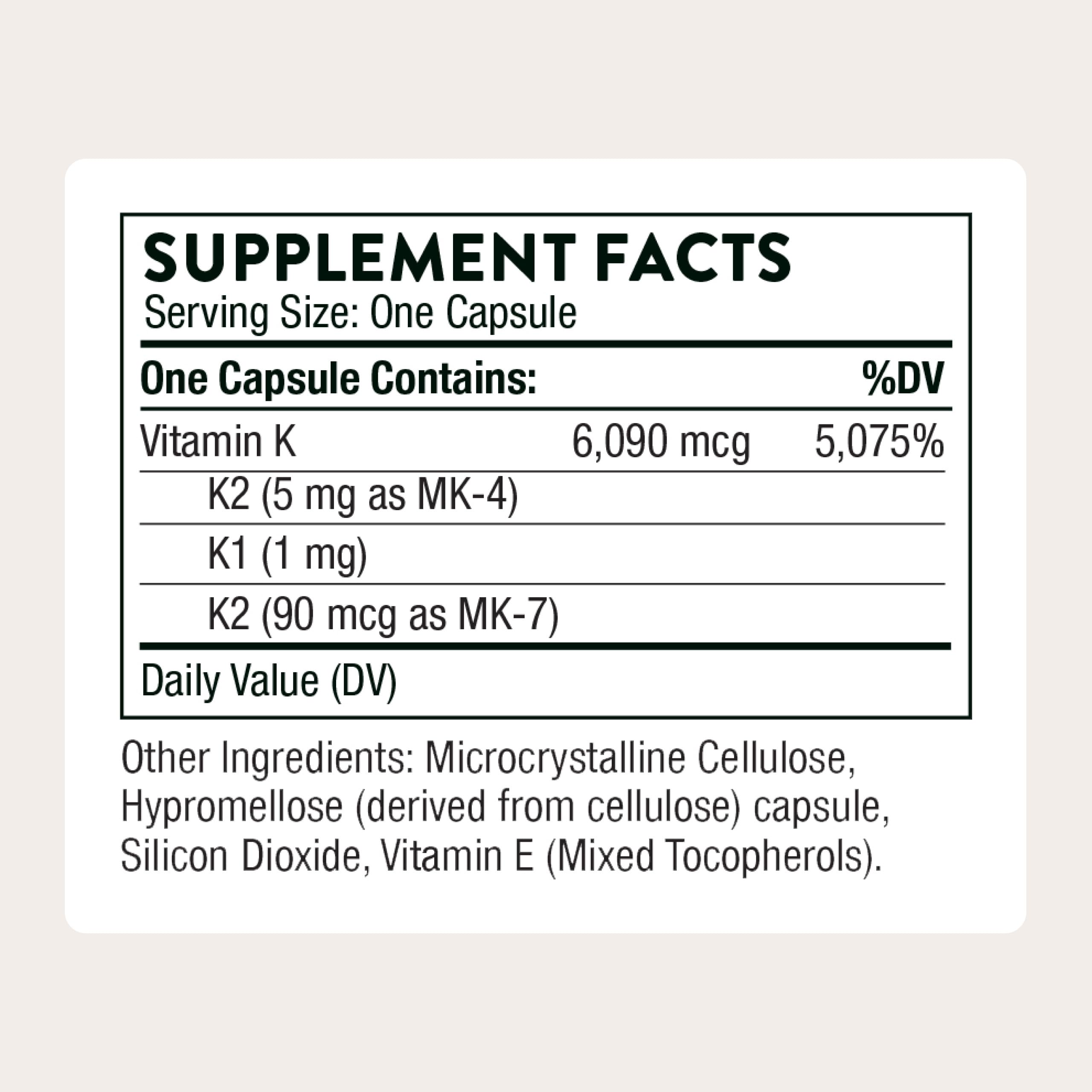 THORNE Vitamin K bottle pour illustrating daily dosing convenience