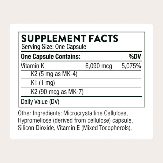 THORNE Vitamin K bottle pour illustrating daily dosing convenience