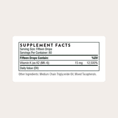 THORNE Vitamin K2 Liquid dropper top enabling precise 1 mg dosing