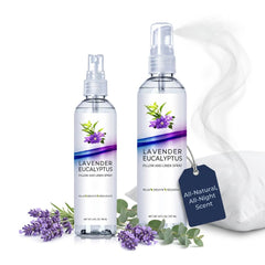 Three Drops of Life lavender-eucalyptus pillow spray bottle promotes restful sleep.