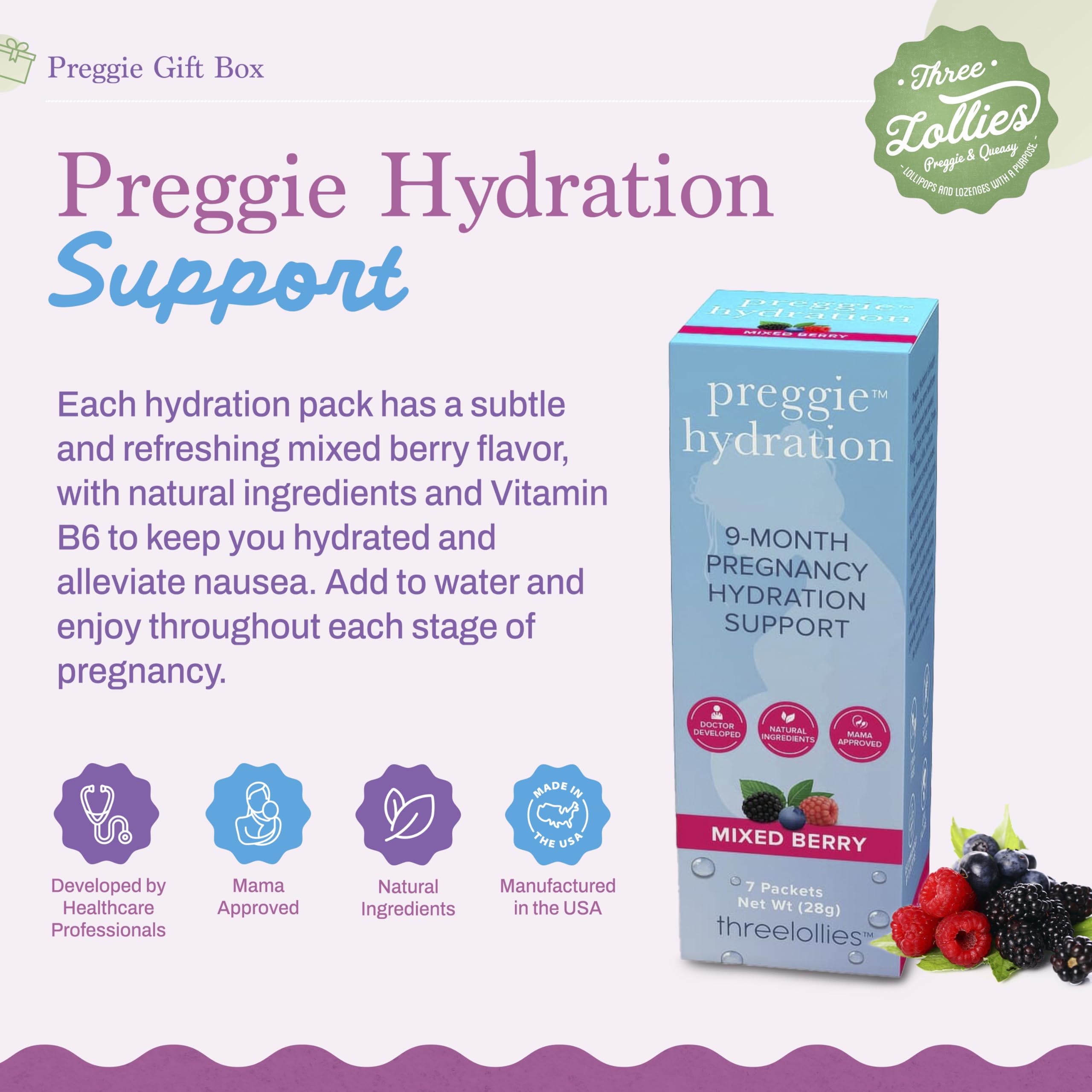 Three Lollies Preggie ginger capsules soothe the stomach during pregnancy.