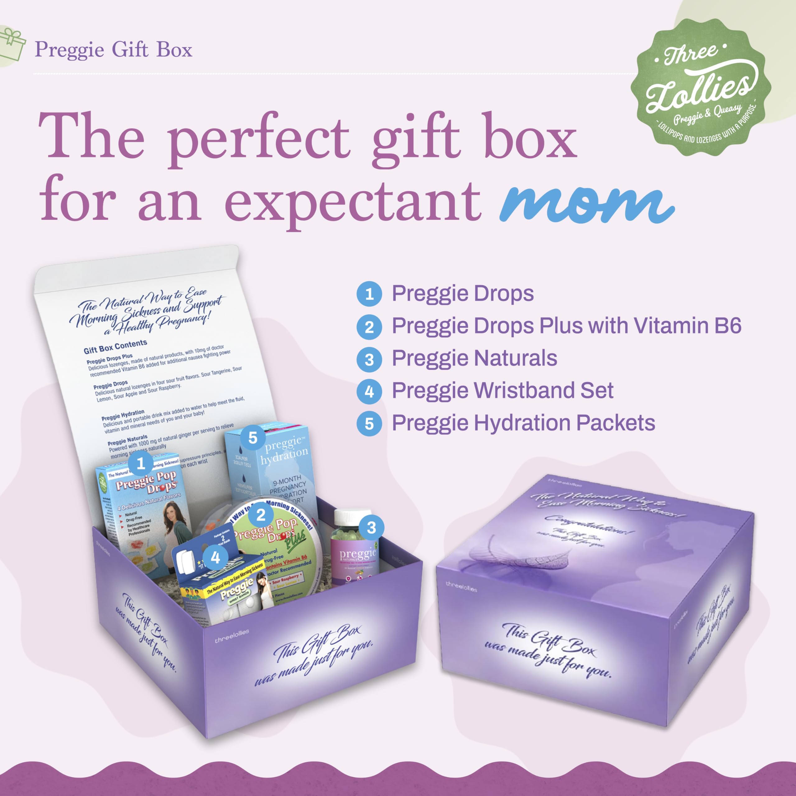 Three Lollies Preggie hydration packets for fluid replacement after vomiting.