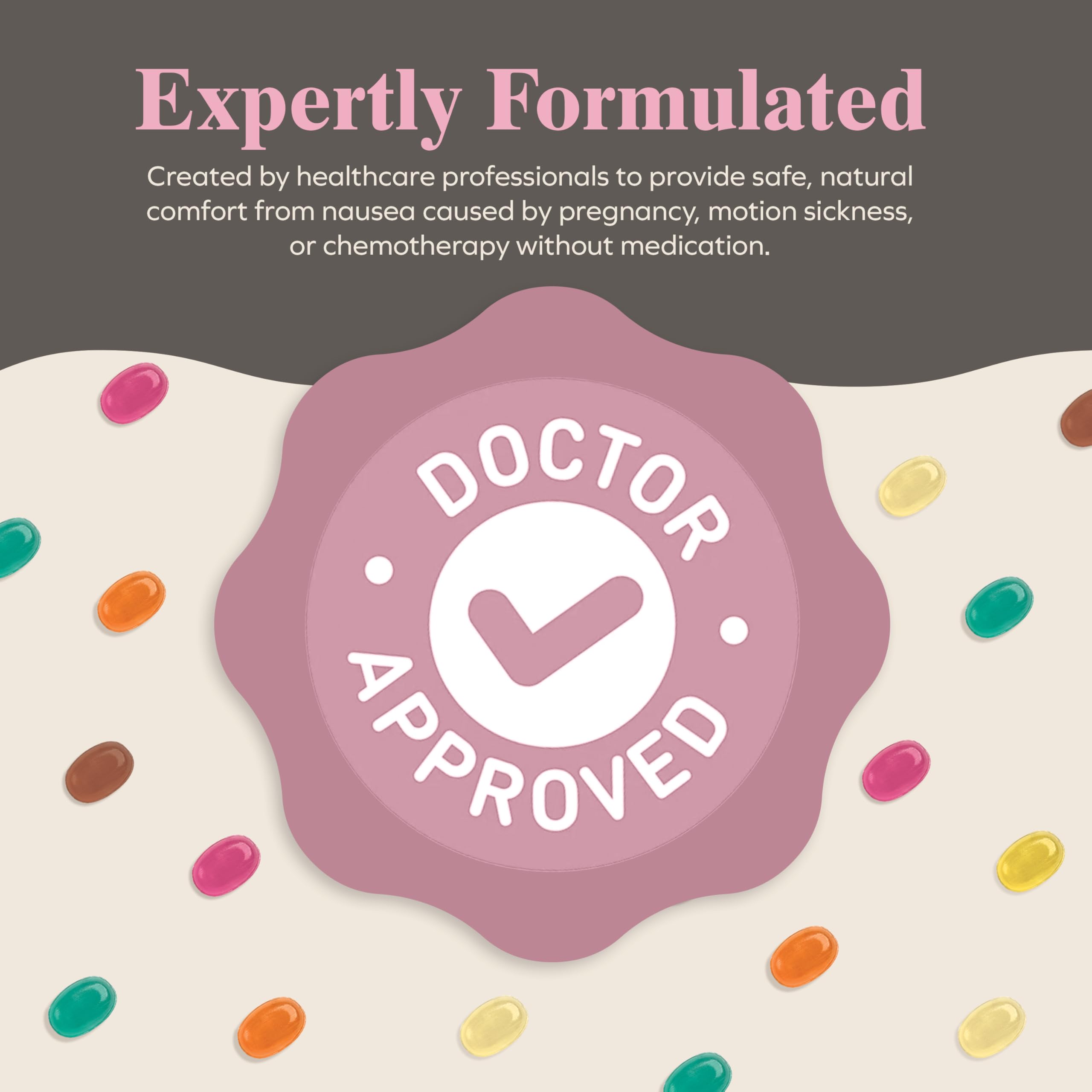 Ingredient panel for Three Lollies Queasy Drops raspberry lozenges.