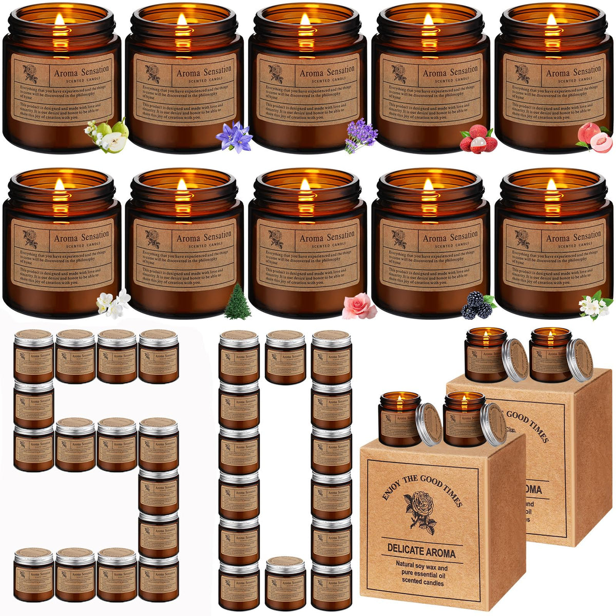 Threlaco 50-pack candles bluebell: calming home ambiance ideal for study or relaxation