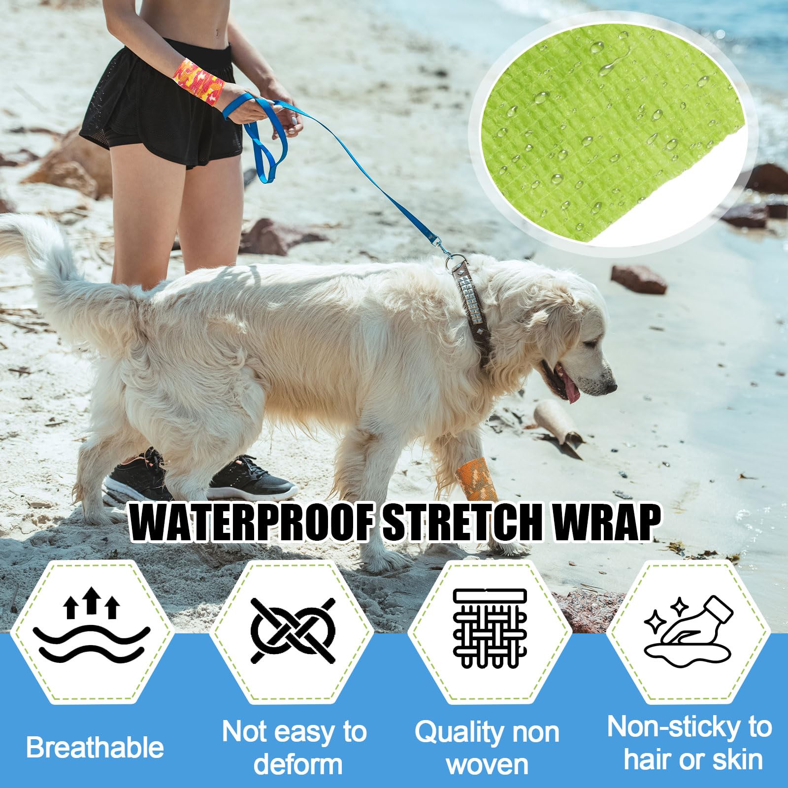 Threlaco bandage wrap used on a pet for simple protection during activity.