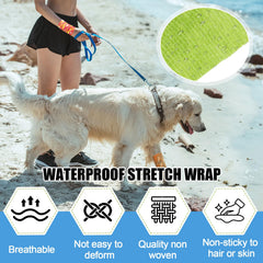 Threlaco bandage wrap used on a pet for simple protection during activity.