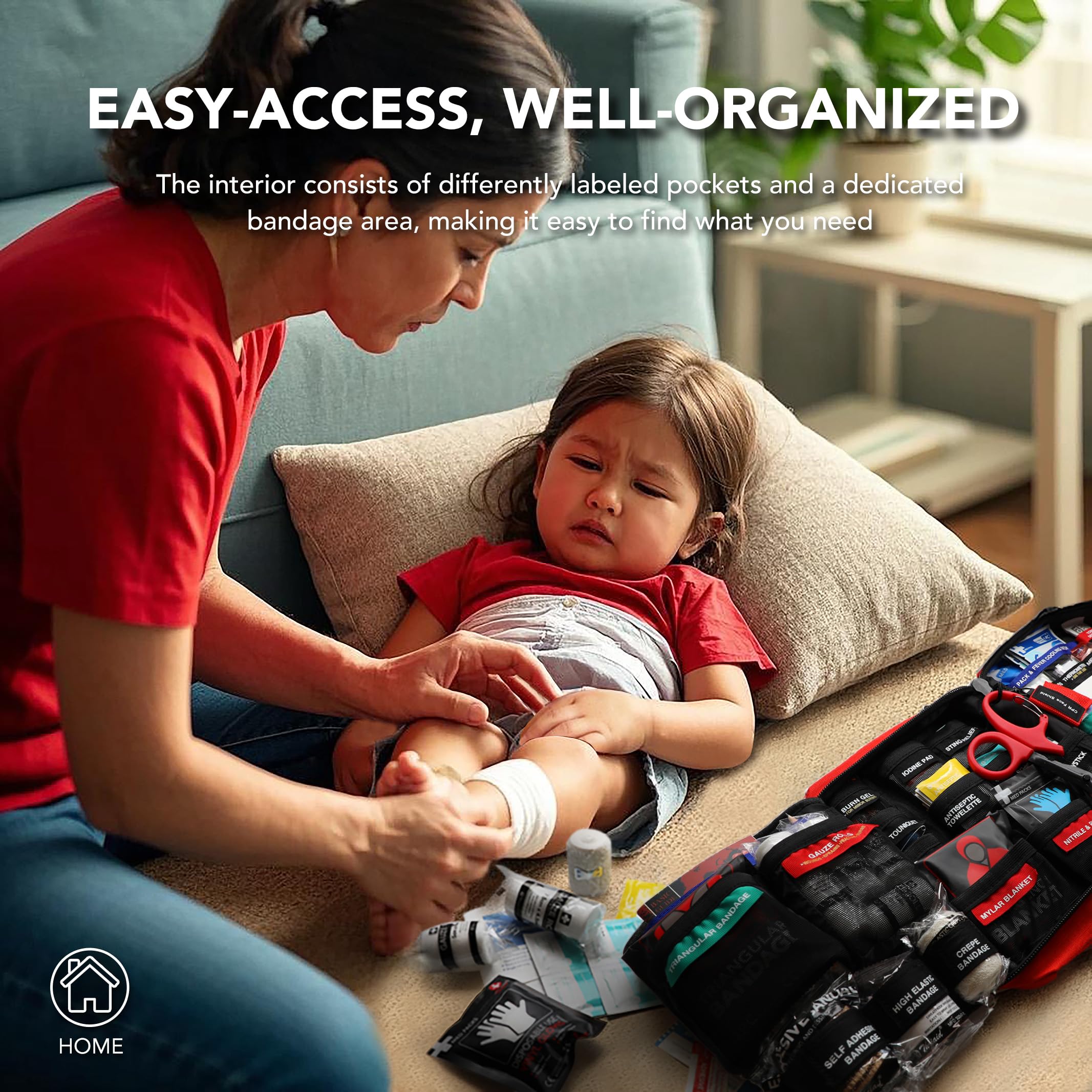 THRIAID interior pockets keep medical supplies neatly arranged during emergencies.