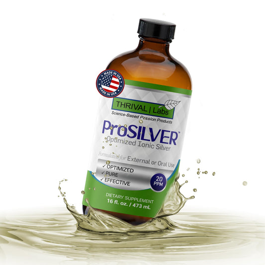 Thrival Labs Ionic Colloidal Silver Liquid 16oz bottle versatile for many daily uses.