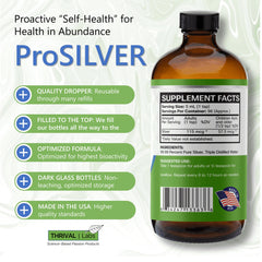 Pourable silver liquid from Thrival Labs highlights a clear solution for topical and oral use.