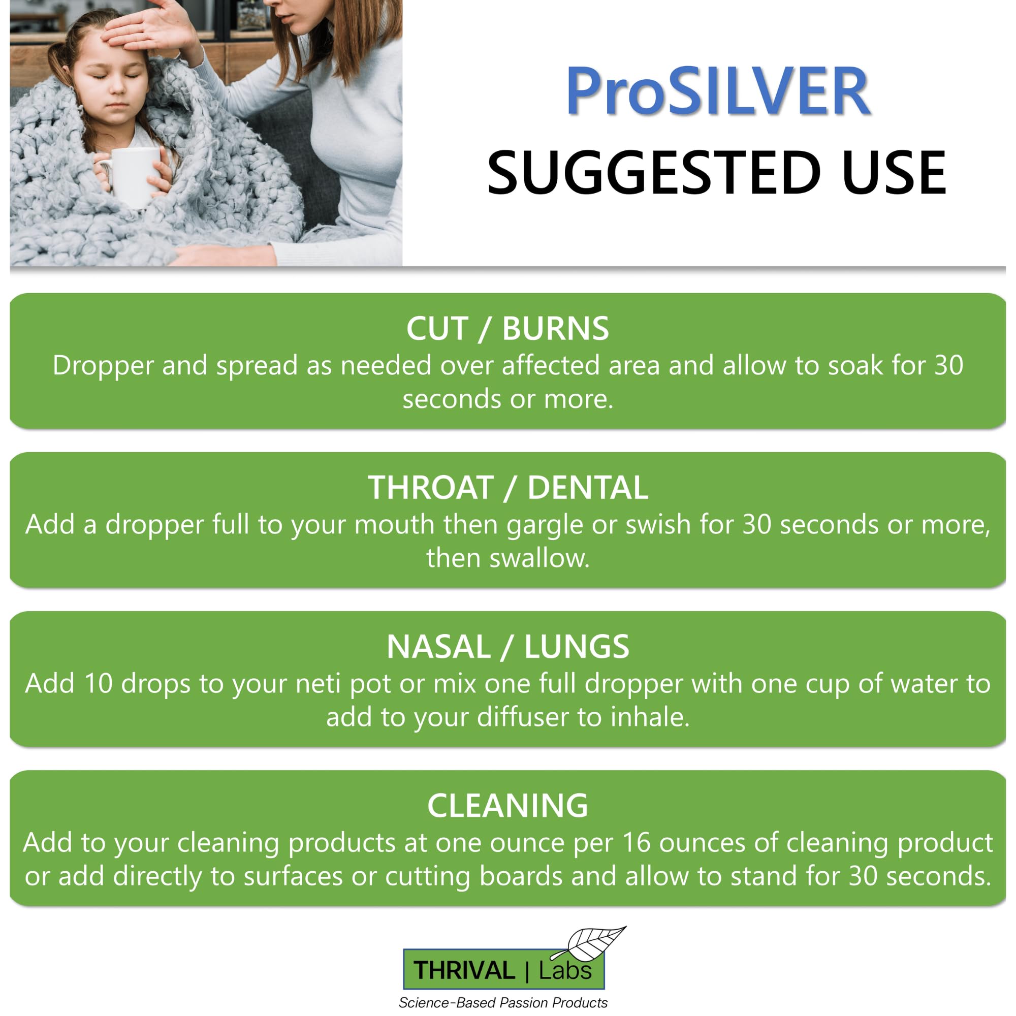 Amber glass bottle protects potency and freshness of Thrival Labs silver liquid.