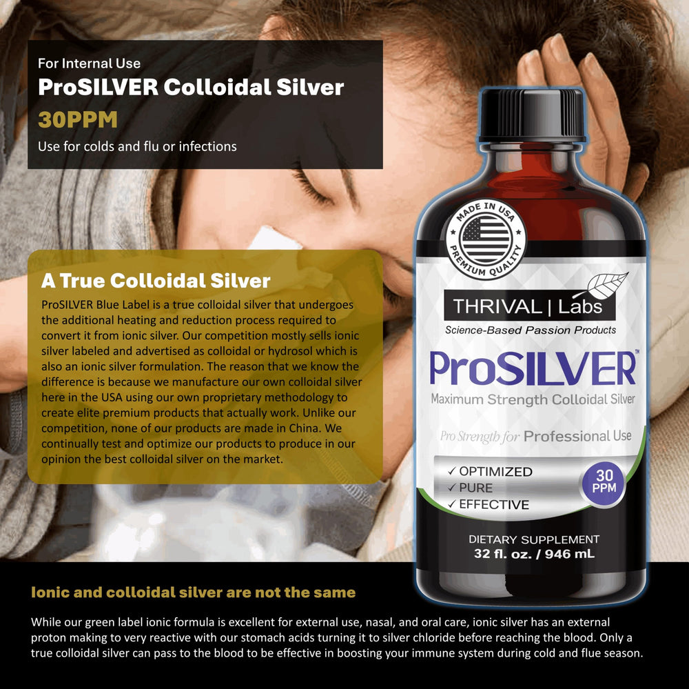 Close-up of the ProSILVER amber bottle highlighting packaging.