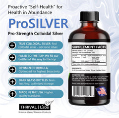 Thrival Labs ProSILVER vegan gluten-free credentials on label
