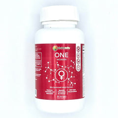Thrivetality One Woman bottle with glass illustrating simple intake