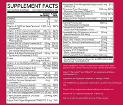 Thrivetality One Woman ingredients panel displays antioxidant vitamins