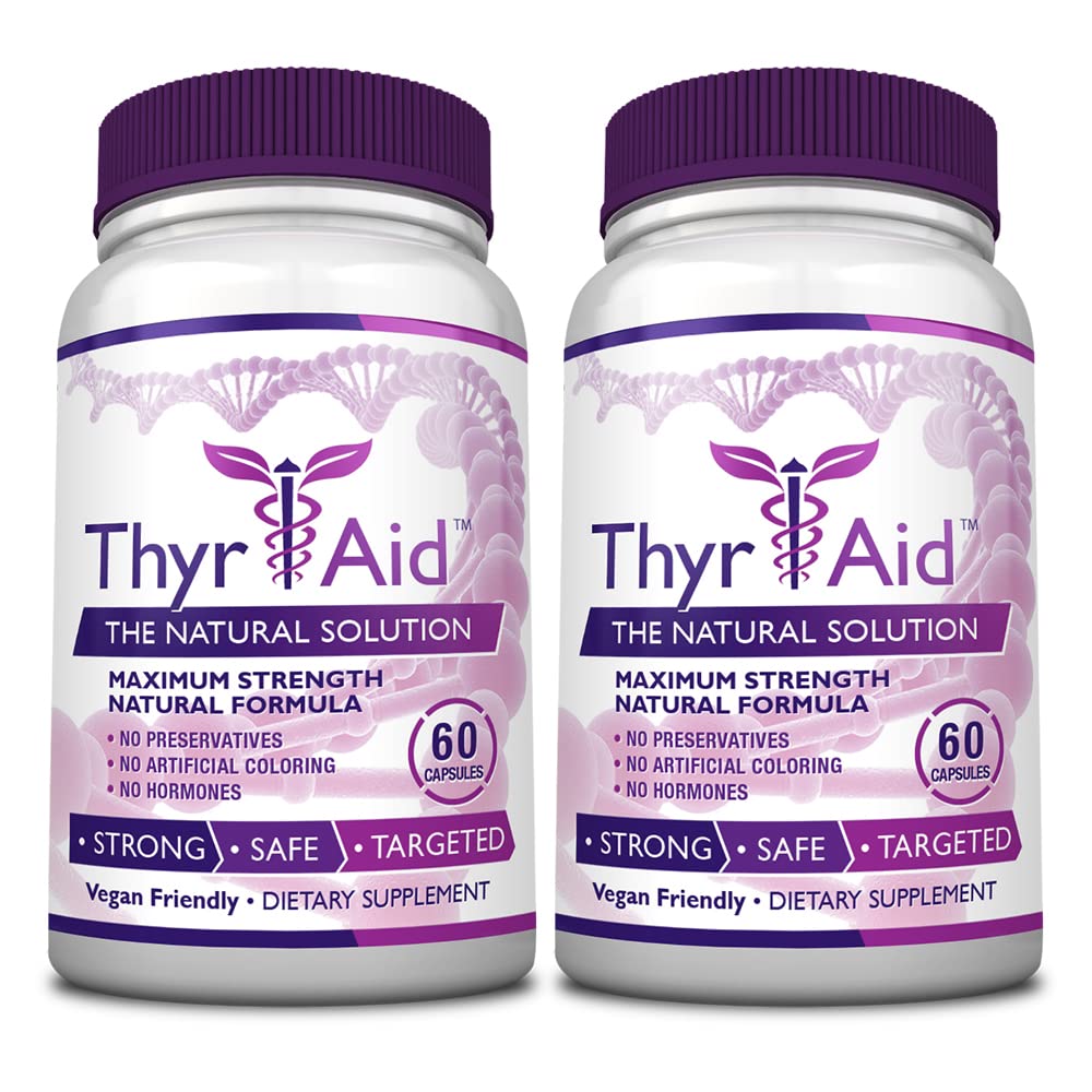 ThryAid thyroid support bottle, vegan-friendly formula for daily balance.