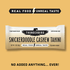 Thunderbird Snickerdoodle Cashew Tahini Bar single-serving snack for travel.