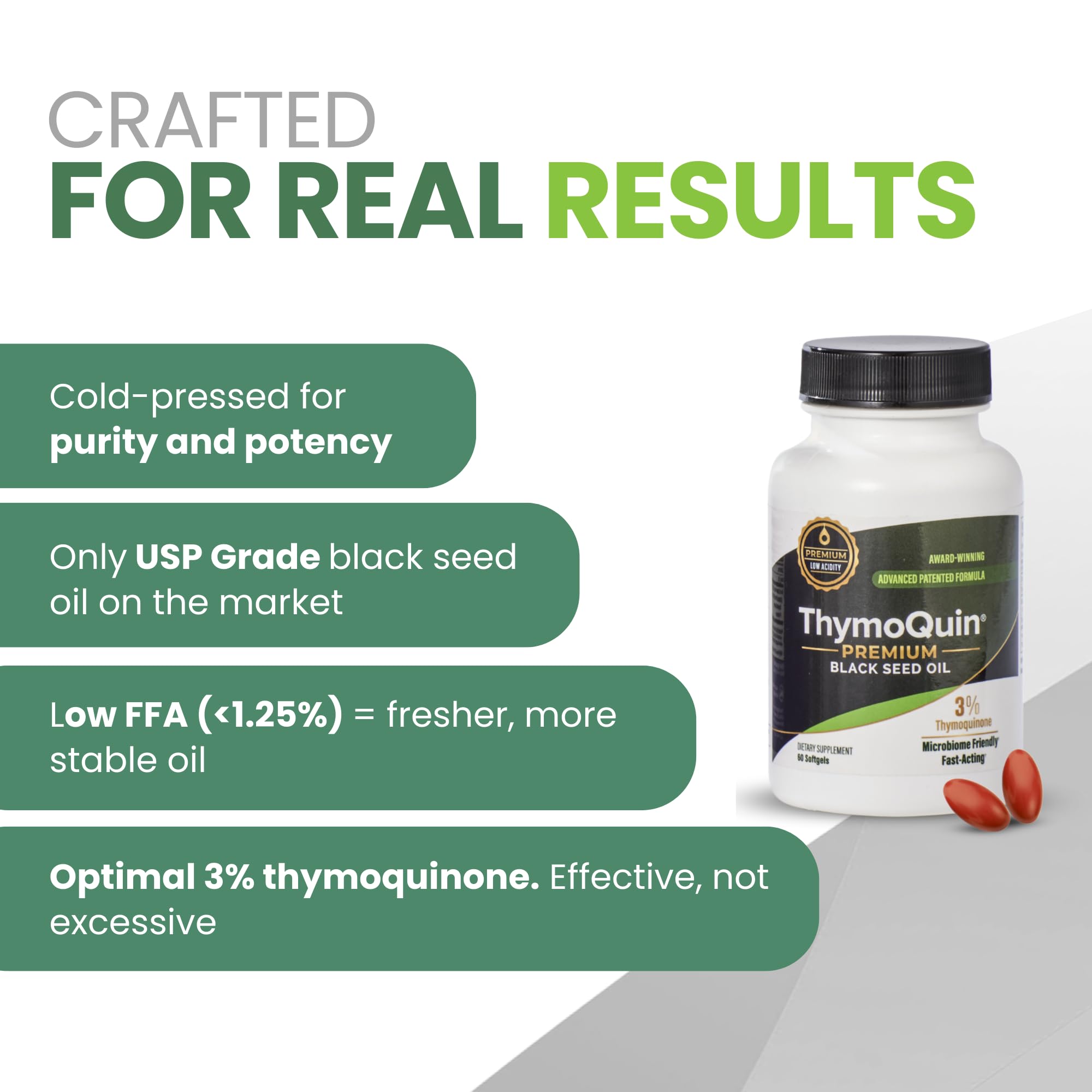 Two-pack display of ThymoQuin capsules for ongoing support.