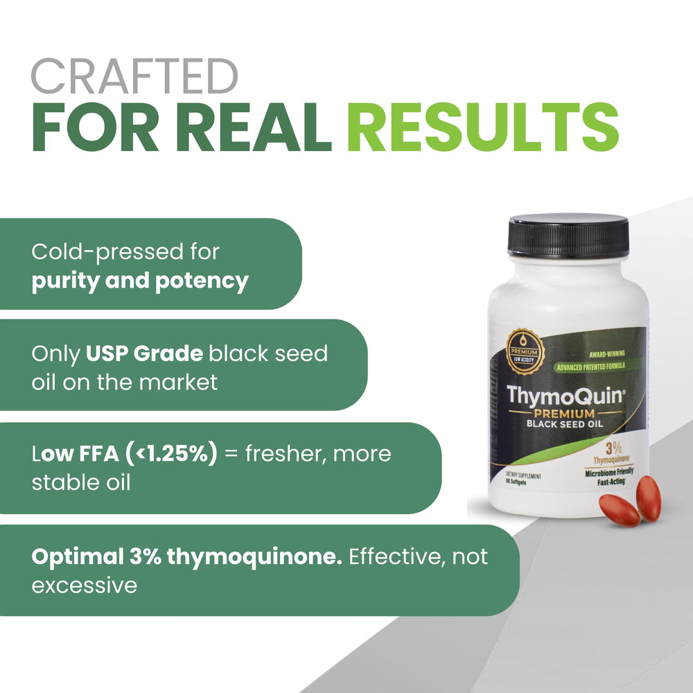 Two-pack display of ThymoQuin capsules for ongoing support.
