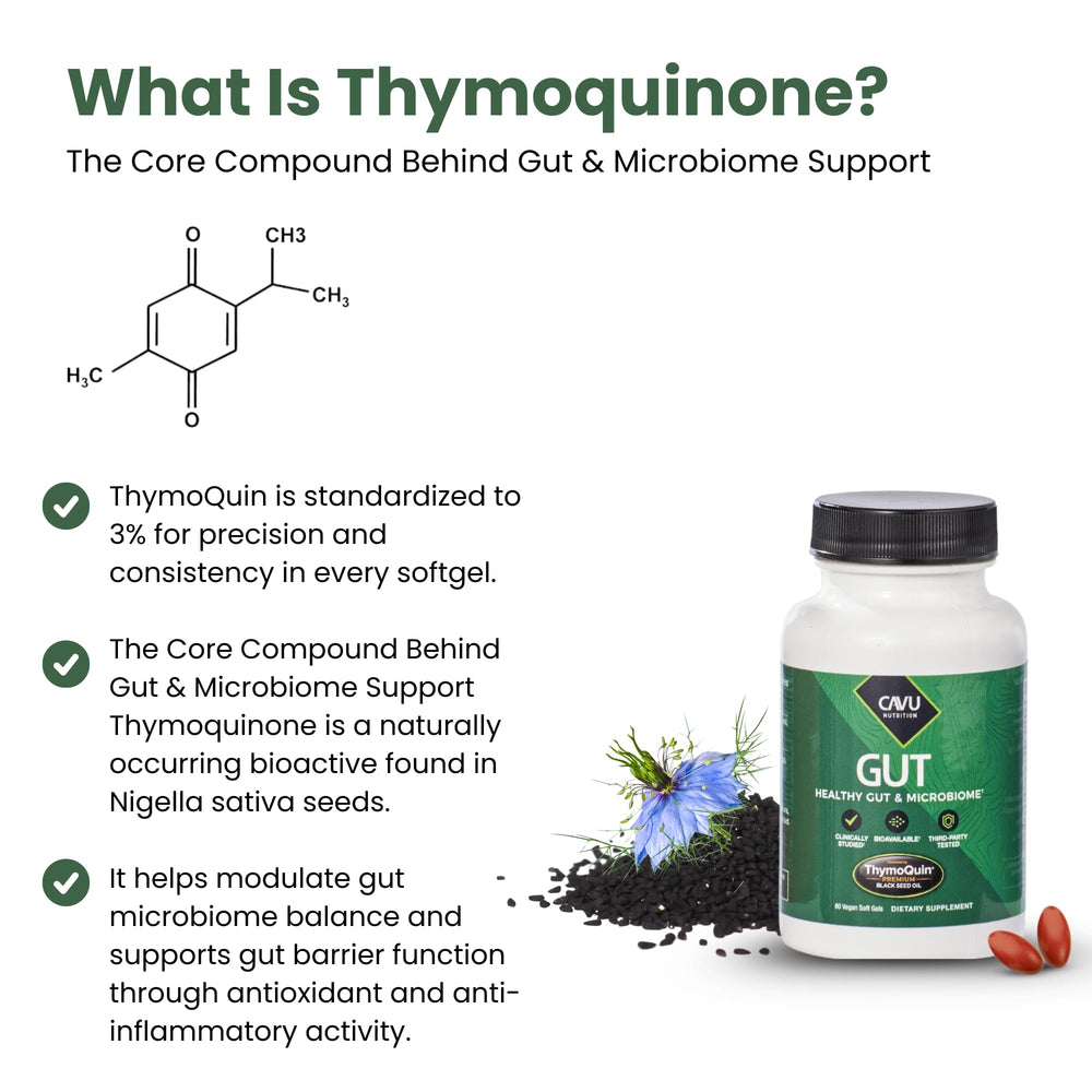 Lifestyle scene suggesting daily routine with ThymoQuin for gut comfort