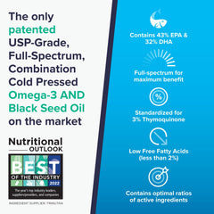 OmegaQuin packaging signals sustainability and purity verification.