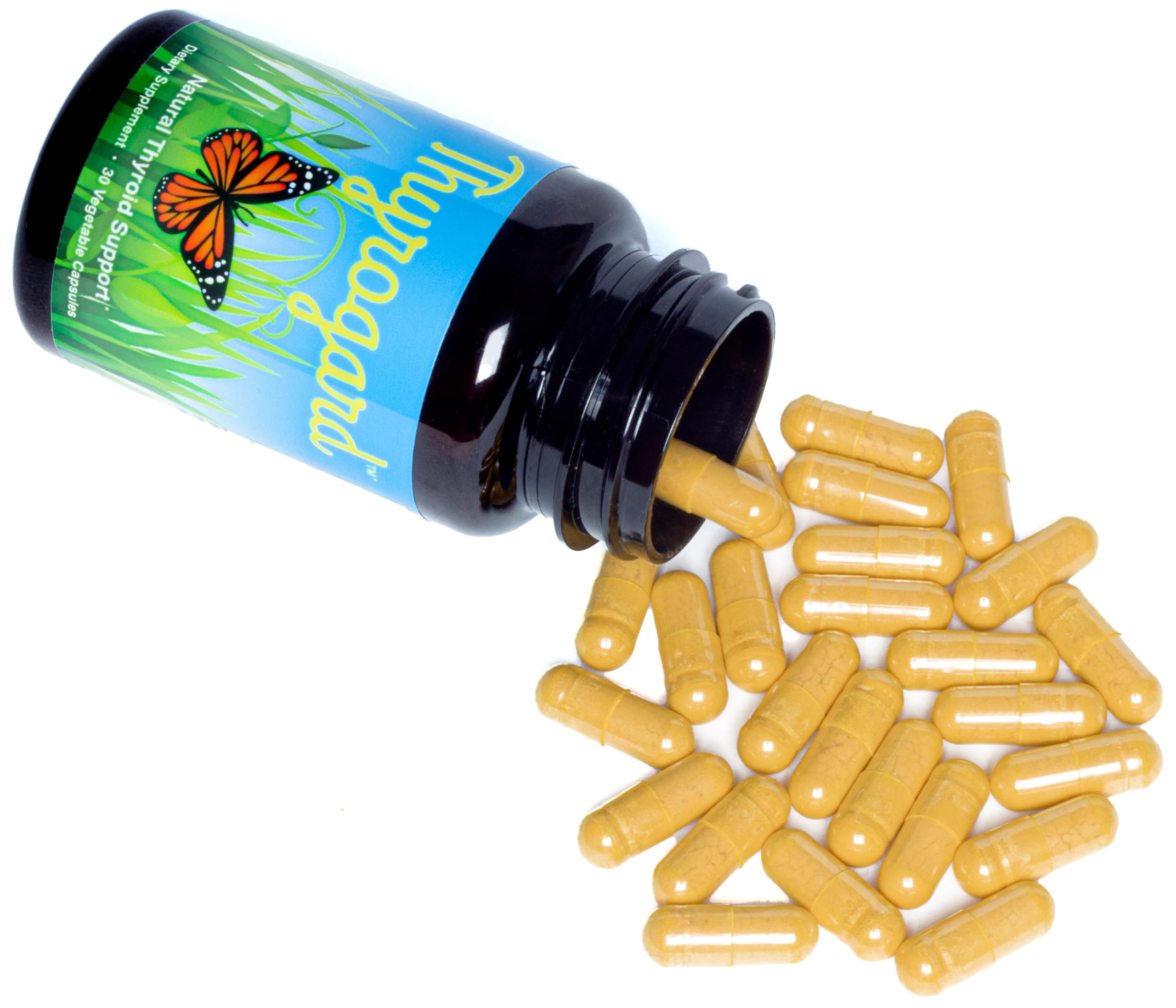 Packaging box of Thyrogard communicates gluten-free, plant-based support.