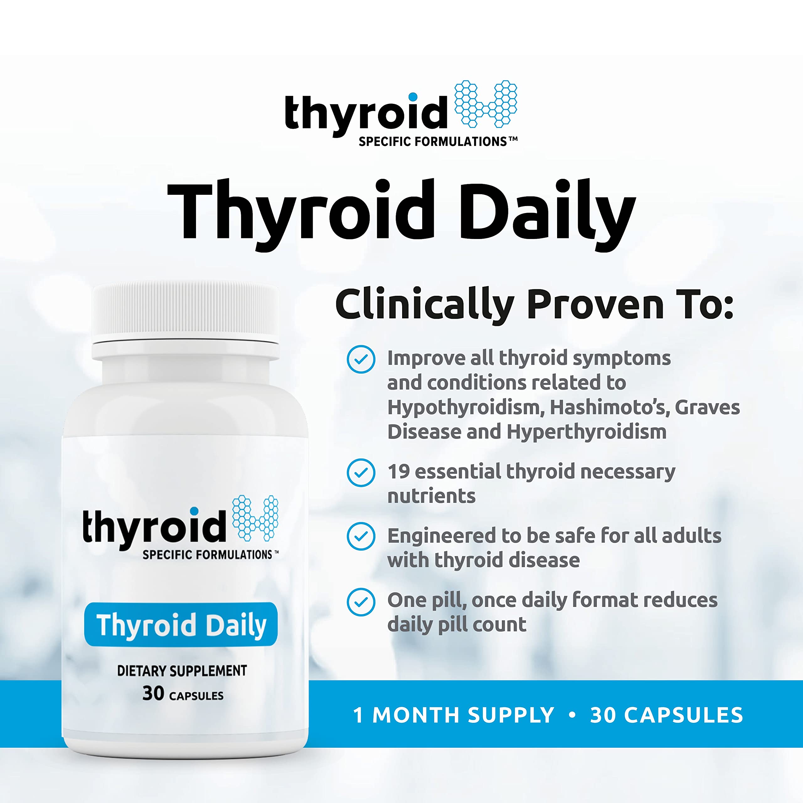 Thyroid Daily bottle side view showing capsule design for easy intake.