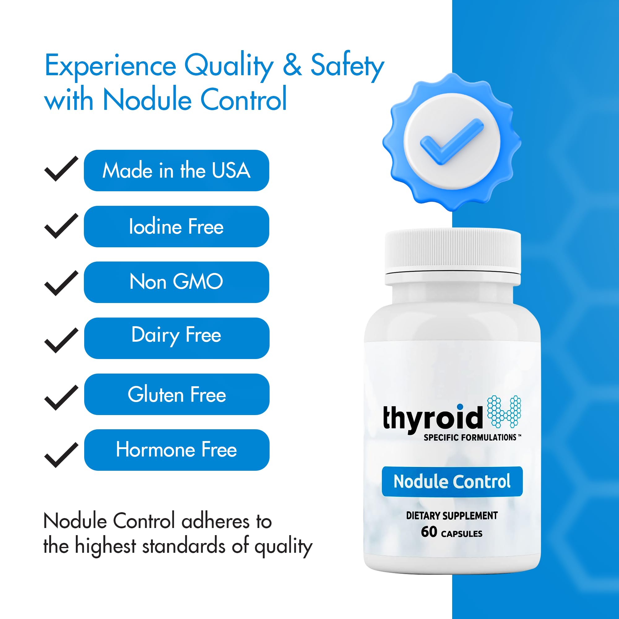 Thyroid Specific Formulations Nodule Control bottle pour illustrating doctor-formulated, natural thyroid support