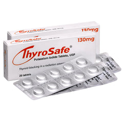 THYROSAFE 130 mg KI tablets in foil pack offering long shelf life for emergency readiness