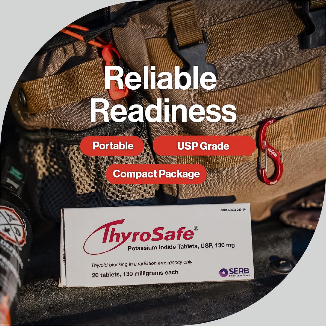 THYROSAFE 130mg tablets suitable for adult use in family emergency planning.