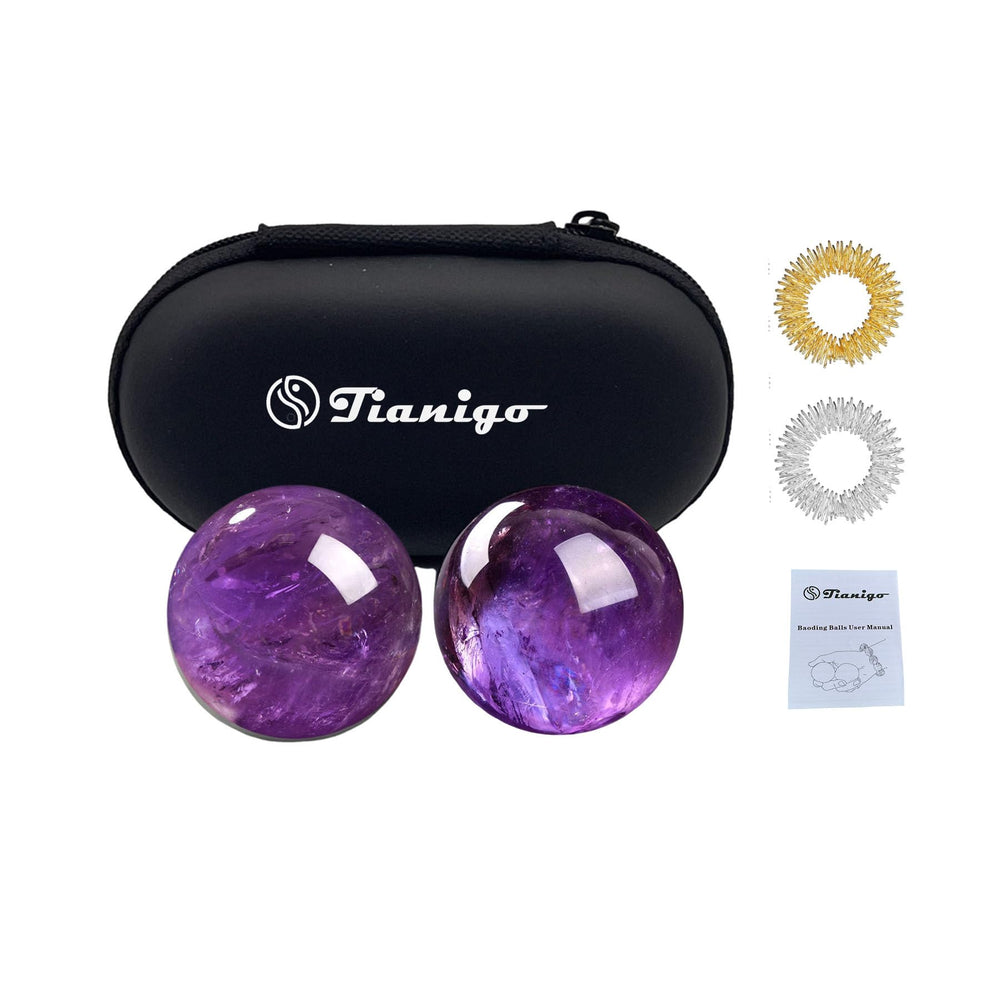Tianigo Baoding Balls amethyst 1.4-inch pair for hand dexterity and stress relief.